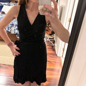 Loft White PolkaDot Wrap Dress